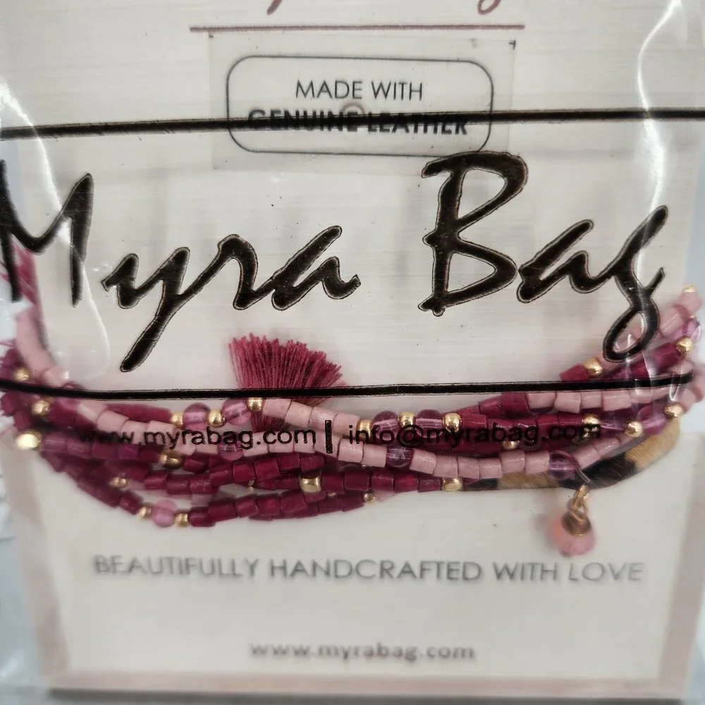 MYRA BAG‎ Max2Max Bead & Leopard Print Hair-On Stacking Bracelet Set NWT
